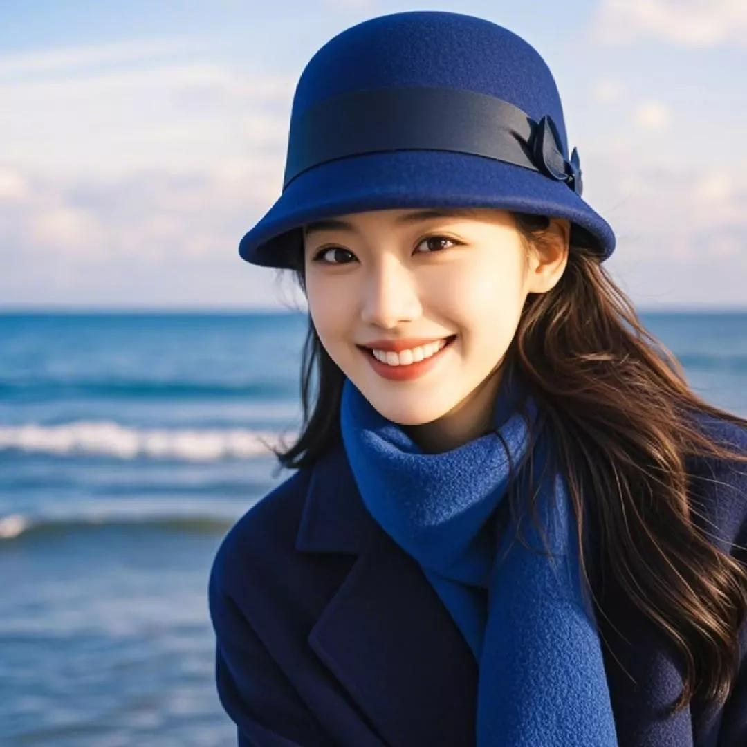 海边打卡，蓝色穿搭超吸睛！