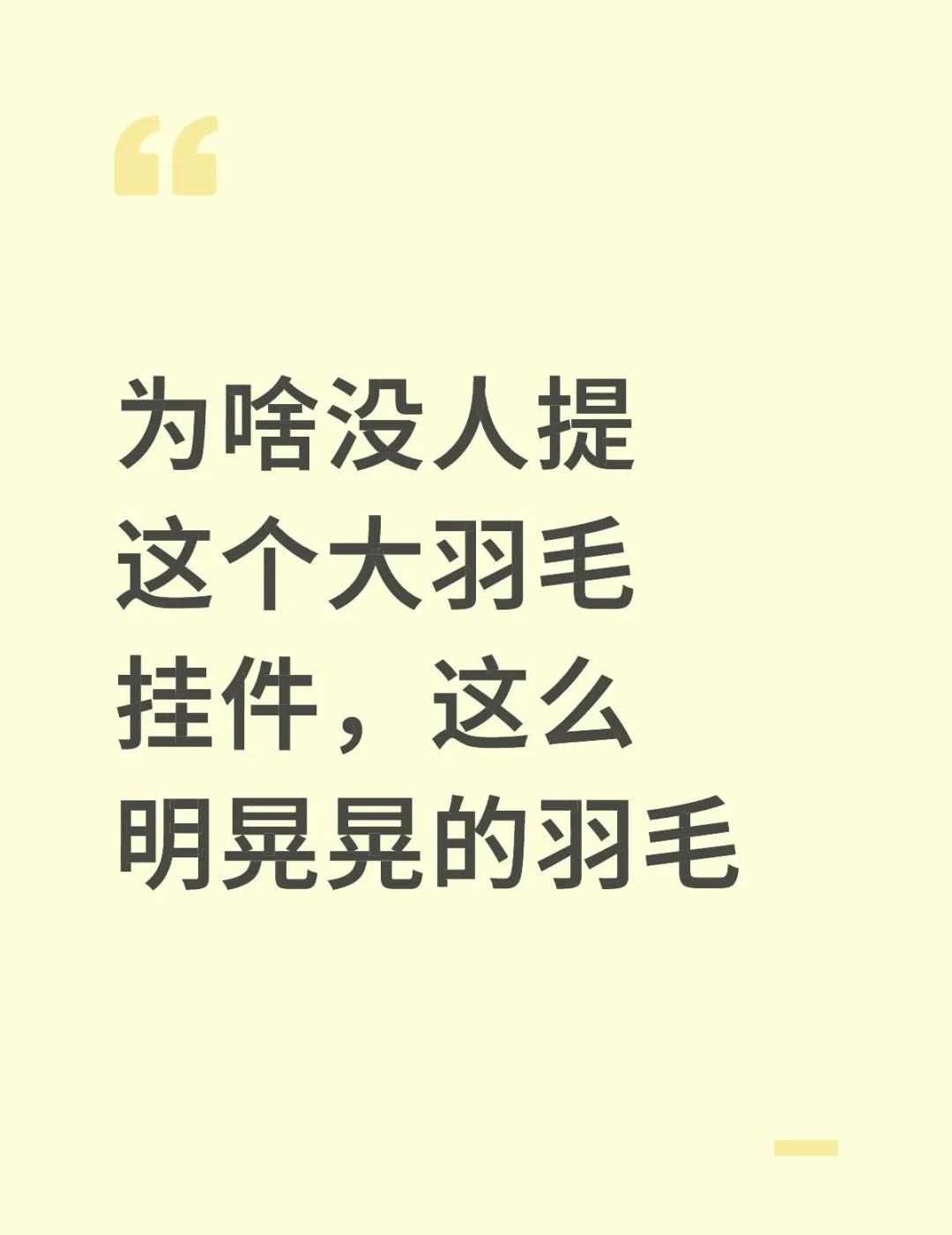 为啥没人提这个大羽毛挂件，这么明晃晃的羽毛
月月还总是把他漏出来
很难不多想