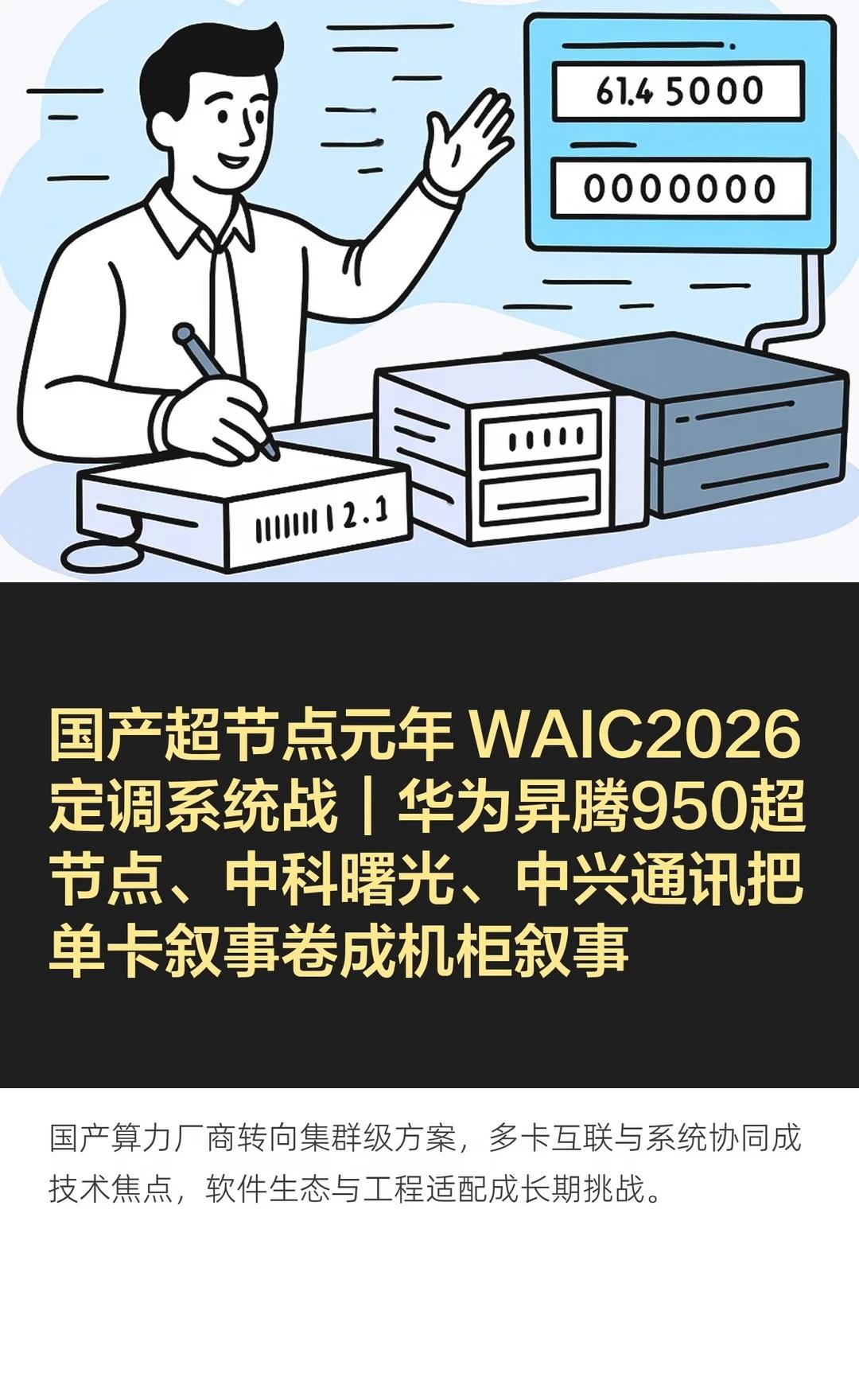 国产超节点元年 WAIC2026定调系统战｜华为
国产算力厂商转向机柜级、集群级