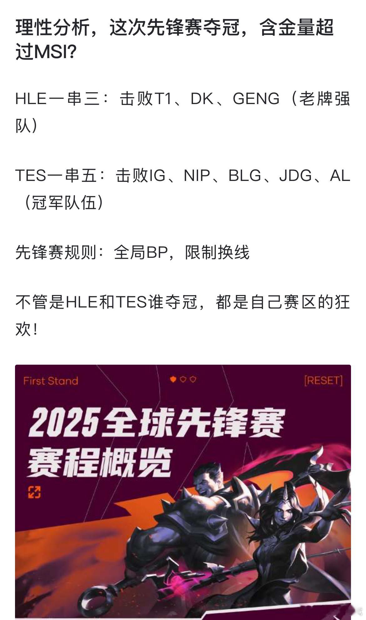 【JR投稿】先来确定好含金量！理性分析倘若TES这次先锋赛夺冠，含金量能否超过M