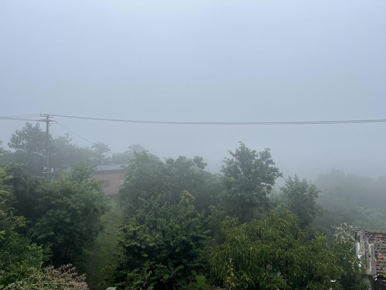 最喜欢山村的这种氛围了，夏天细雨蒙蒙的天气。周围看起来都那么的不“真实”了，你置