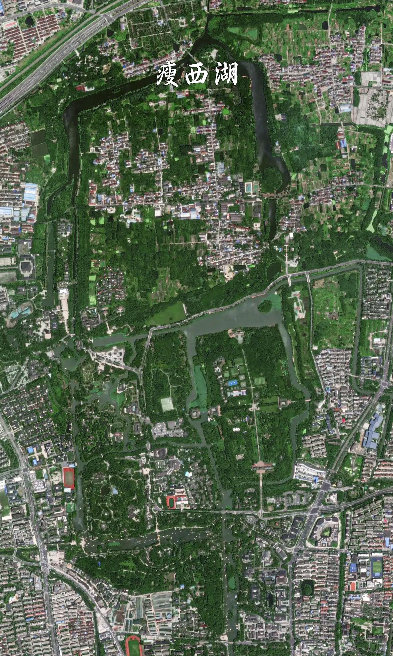 扬州市瘦西湖高清卫星图