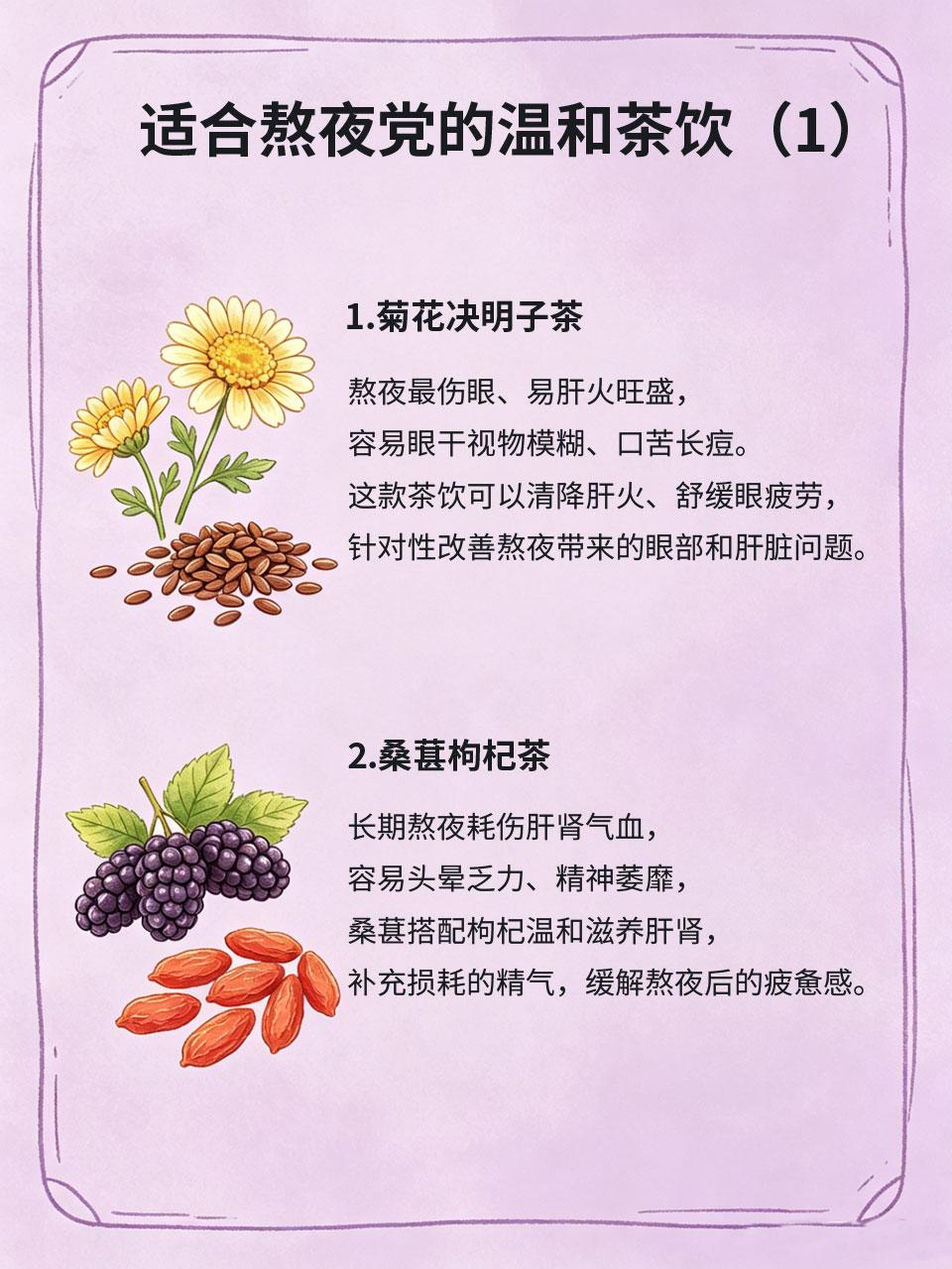 熬夜党救星！这4款茶饮建议经常喝
当代年轻人大多习惯熬夜，长期晚睡会导致肝火旺、