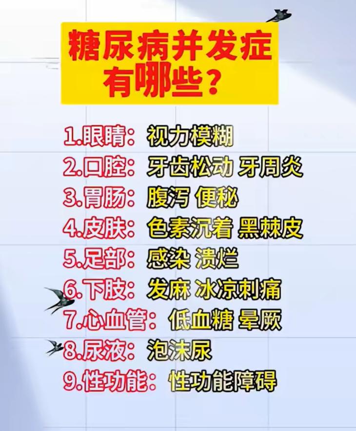 糖尿病九大并发症，视力腿脚肾脏都要留意