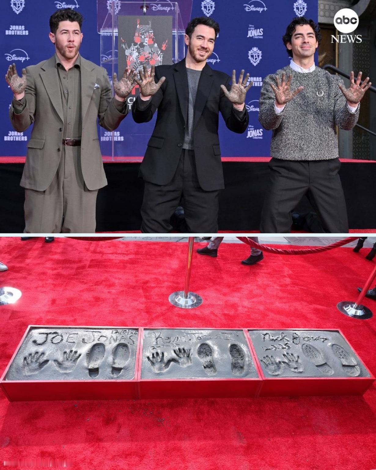 乔纳斯三兄弟的手印和脚印如今被永久保存在洛杉矶标志性的TCL中国剧院。