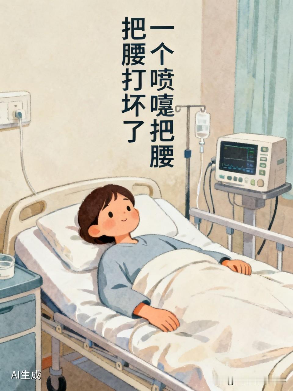 一个喷嚏把腰打坏了！
听到一件奇怪的事情。
邻居姐姐打喷嚏把腰打坏了。
太不可思