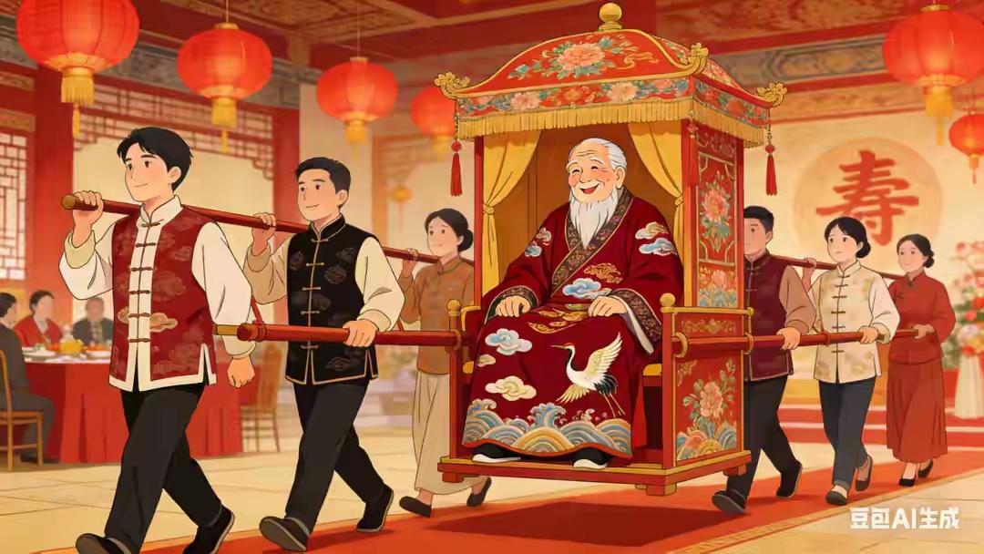 90岁老爷子穿汉服、坐轿子“炸街”庆寿：当白发遇见霓裳，谁还敢说中国风只属于年轻