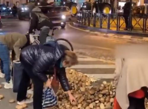 昨天的布鲁塞尔直接成了“大型堵车现场”，欧盟总部门口的主干道，被上千农民开的近千