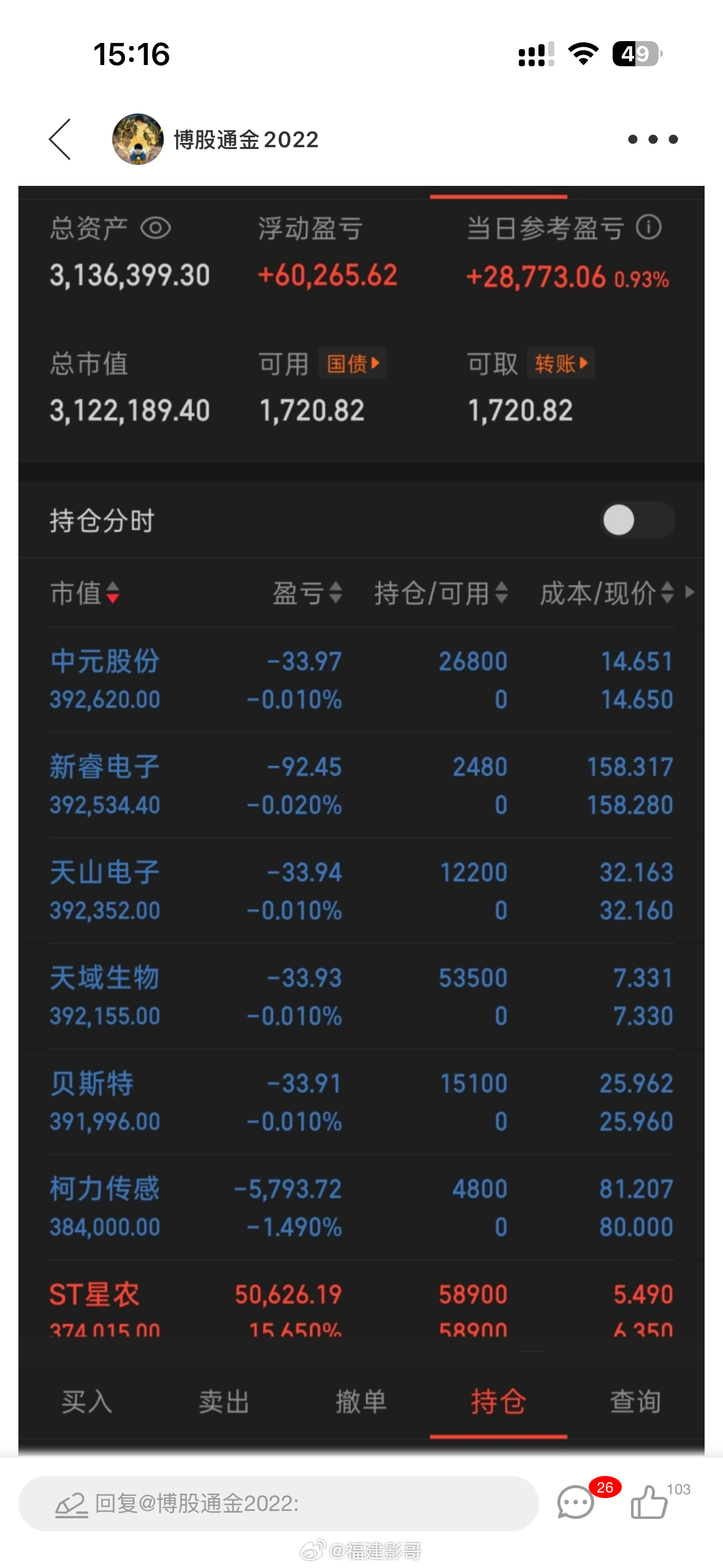 博古通今我经常发现这些实盘的，一阵子就加钱，十天半个月的没看，卧槽啥时候赚这么多