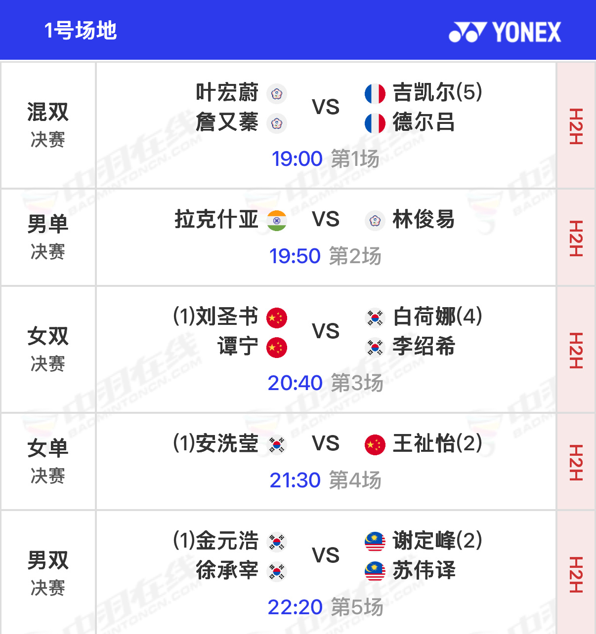 2026全英羽毛球公开赛 决赛北京时间19:00开始，可在羽协公众号/视频号、央