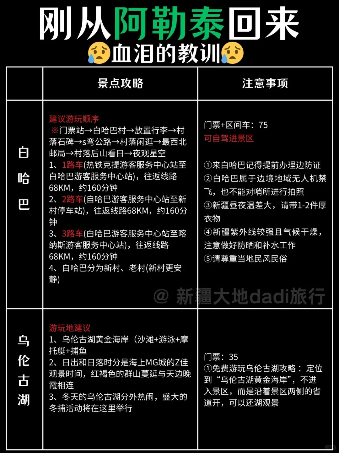 刚从阿勒泰回来，能帮一个算一个