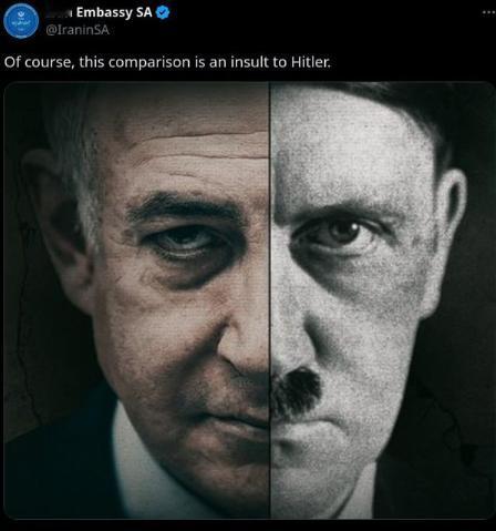 【这是伊朗驻南非大使馆为一张描绘元首和内塔尼亚胡的拼贴画所作的说明文字】