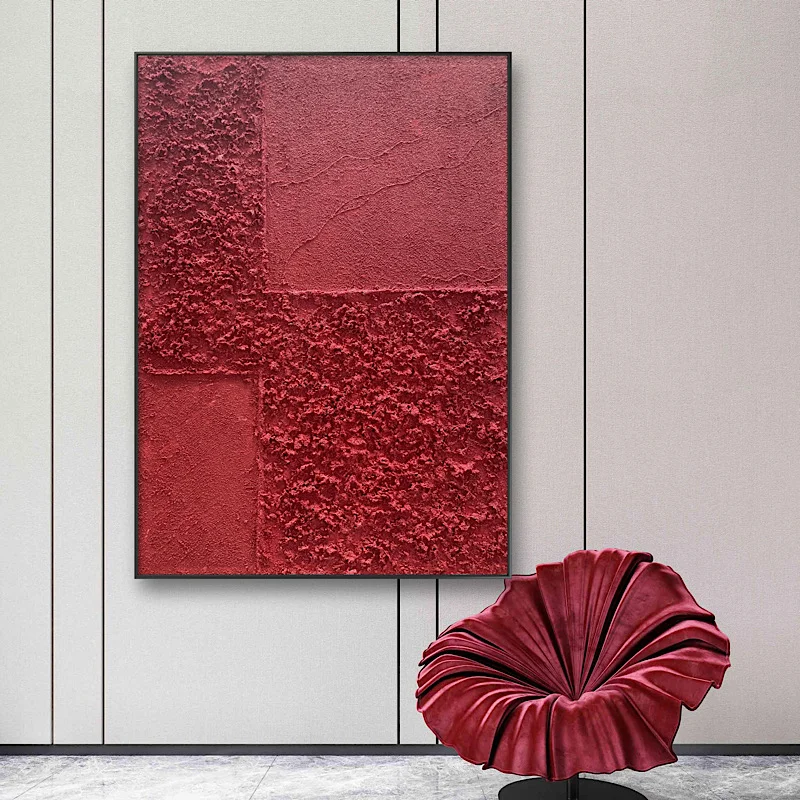 客厅沙发装饰画《红红火火》原创手工装饰画