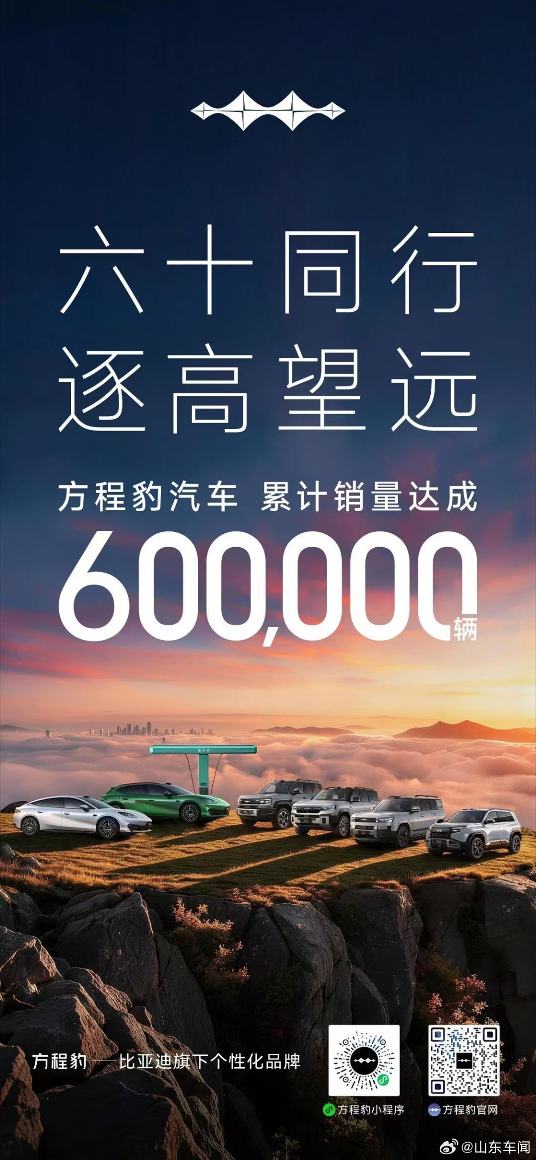 方程豹汽车 60万台销量达成六十同行·逐高望远重阳 揽秋景，逐峰向远行感谢每一份