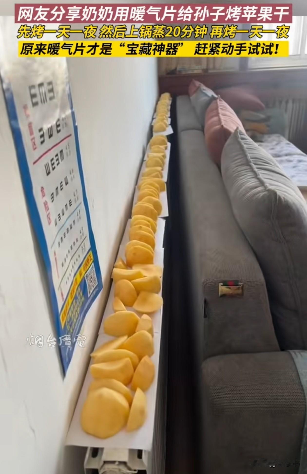 人怎么能聪明成这样？山东烟台，孙子想吃苹果干，奶奶嫌外面卖的不健康，自己做又麻烦