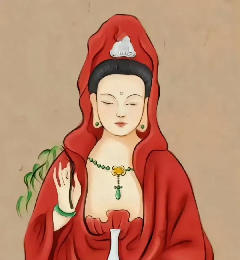 老一辈人说了，遇到红衣服的观音一定要拜！她能驱灾避难带来好运和幸福 