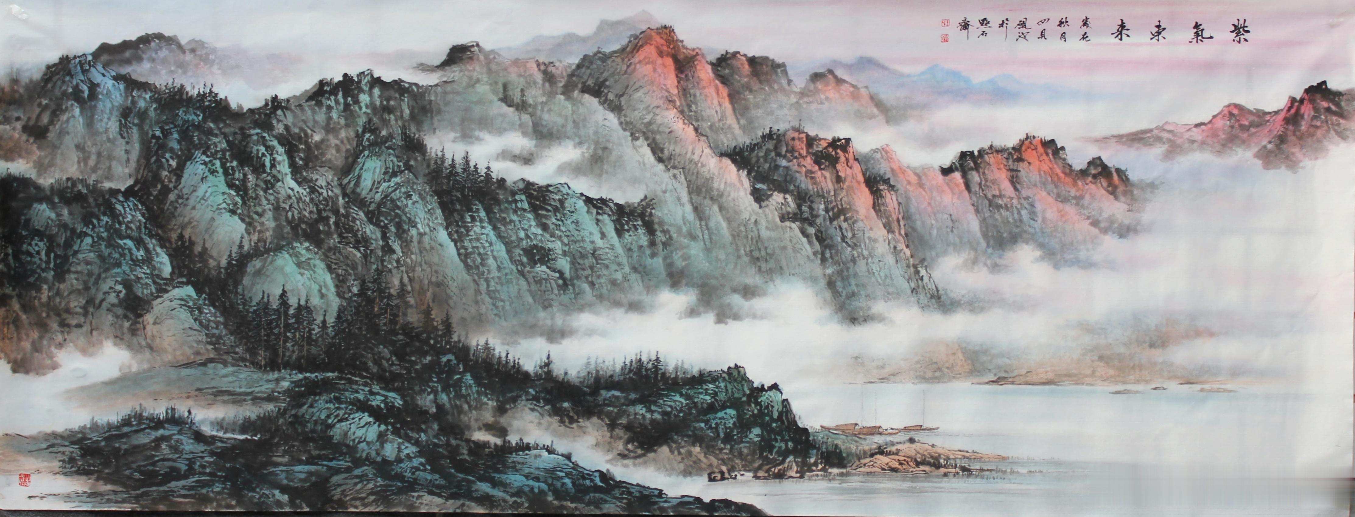 新作【紫气东来】180cmX70cm书画界[超话]国画[超话]画画[超话]山水[