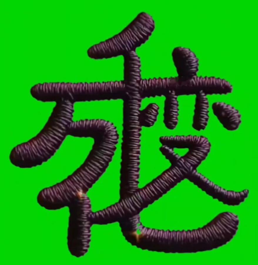 这个字看起来像是用巧克力做的。这是几个字，写的很有意思，读出来听听[作揖][玫瑰