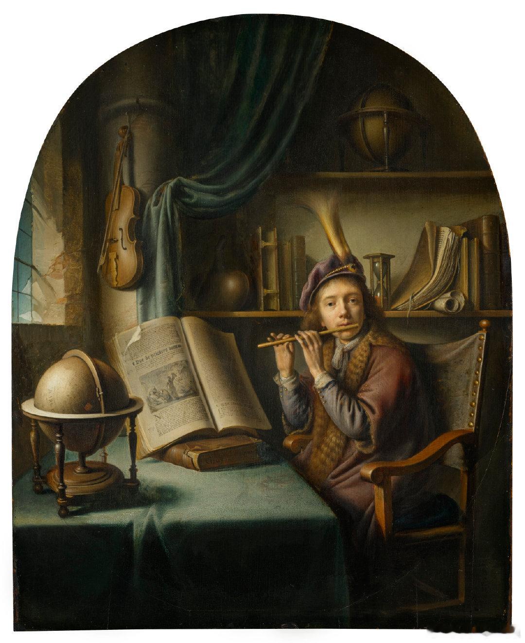 荷兰画家赫里特·道（Gerrit Dou，1613-1675）的作品《长笛手》。