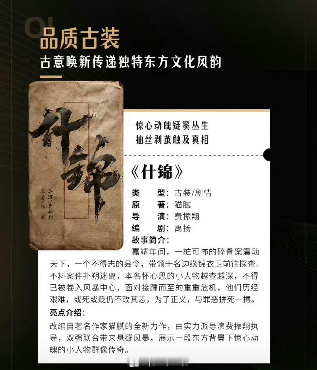 猫腻的男频饼 导演费振翔悬疑探案单元剧 