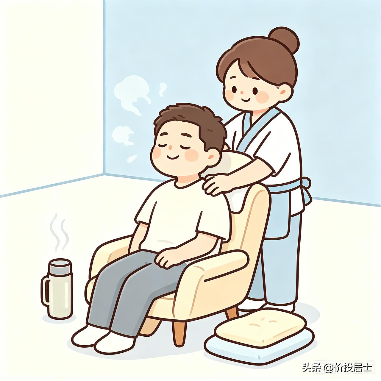 今天我生意挺忙的，这会才刚到家，给儿子买点好吃的，回来我歇歇让他给我按摩，揉揉肩