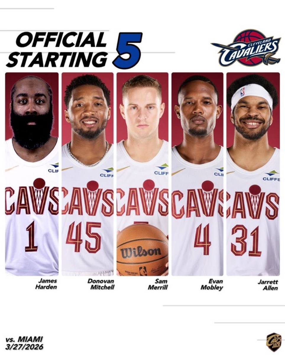 今日首发 这是阿伦自 3 月 3 日以来的第一场比赛。这也是骑士队第四次同时拥有