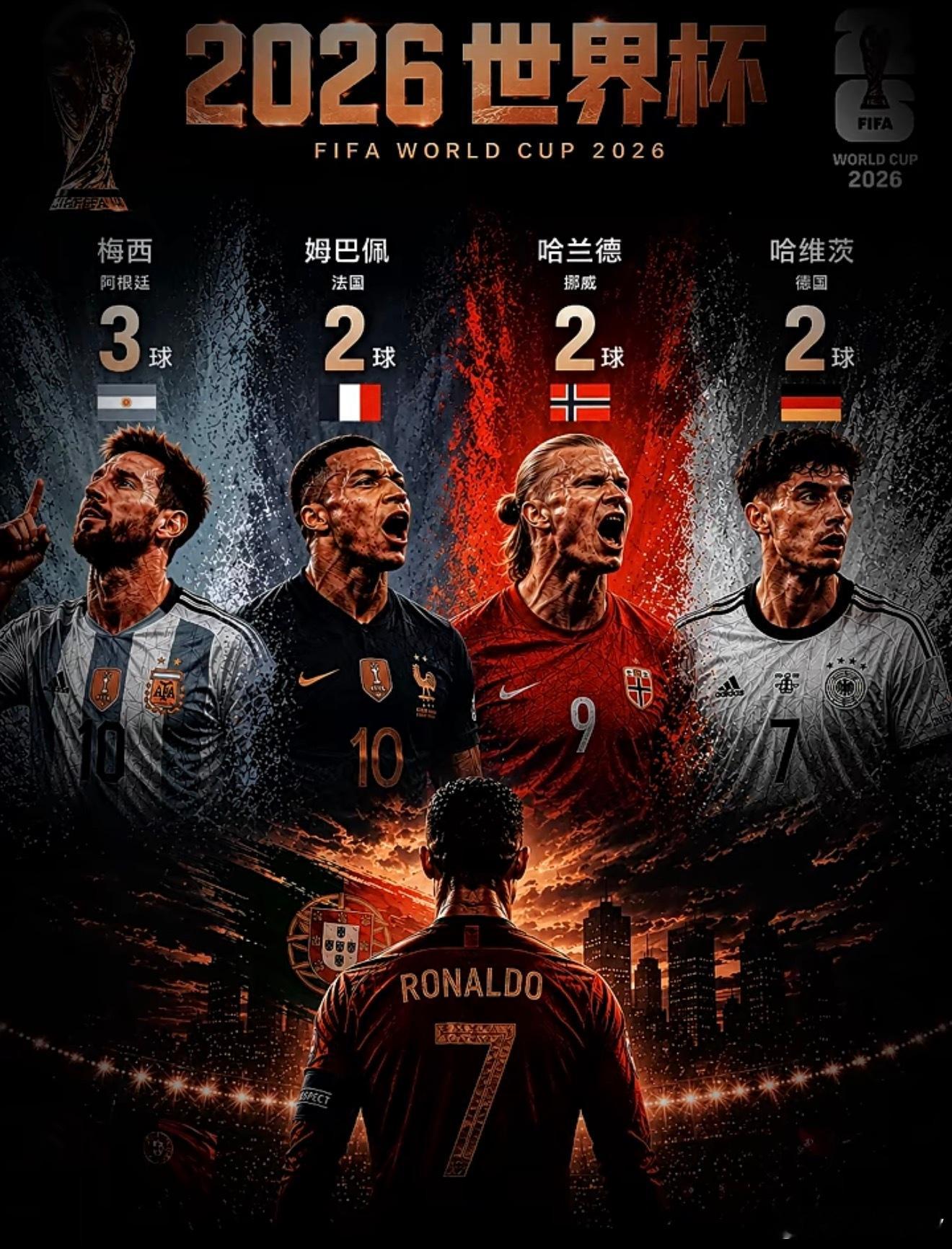 今晚C罗能进几个？梅西已经进3个了2026美加墨世界杯41岁c罗可能不会首发梅西