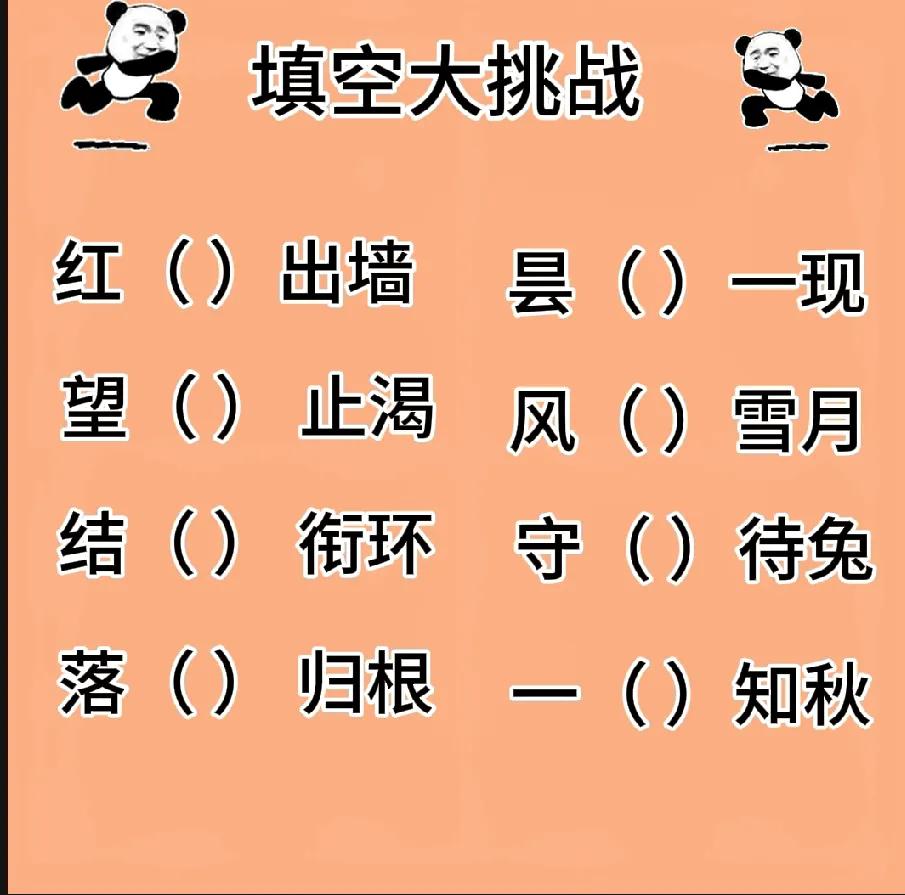 趣味填空大挑战，快来测测你的语文水平！🐼📝