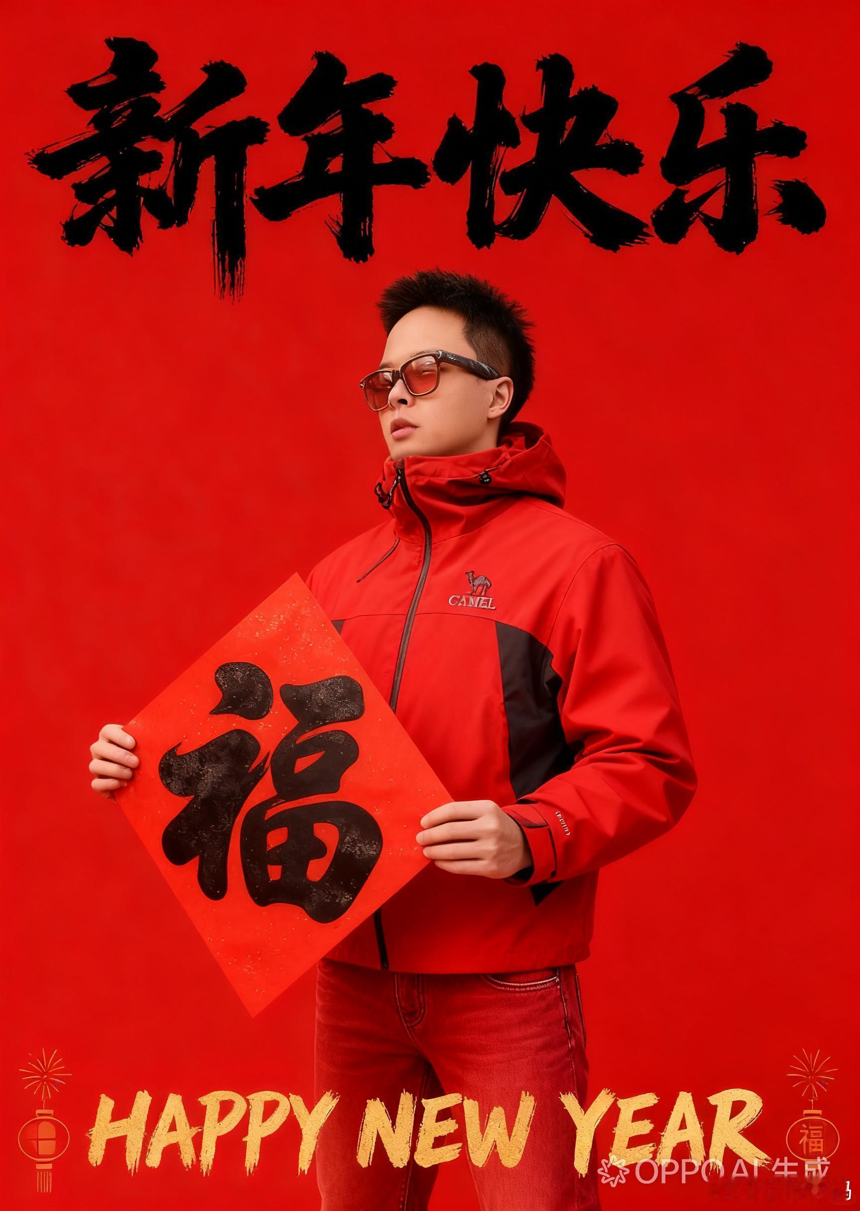 哈哈哈哈哈！感情这新春AI写真就是把我衣服裤子涂成红色，再P个福哇？祝大家除夕快