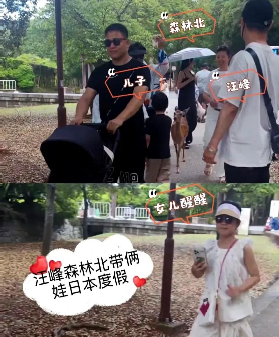 汪峰和森林北看来好事将近了，皮裤带着儿子，森林北带着女儿，两家人一起在日本旅游。