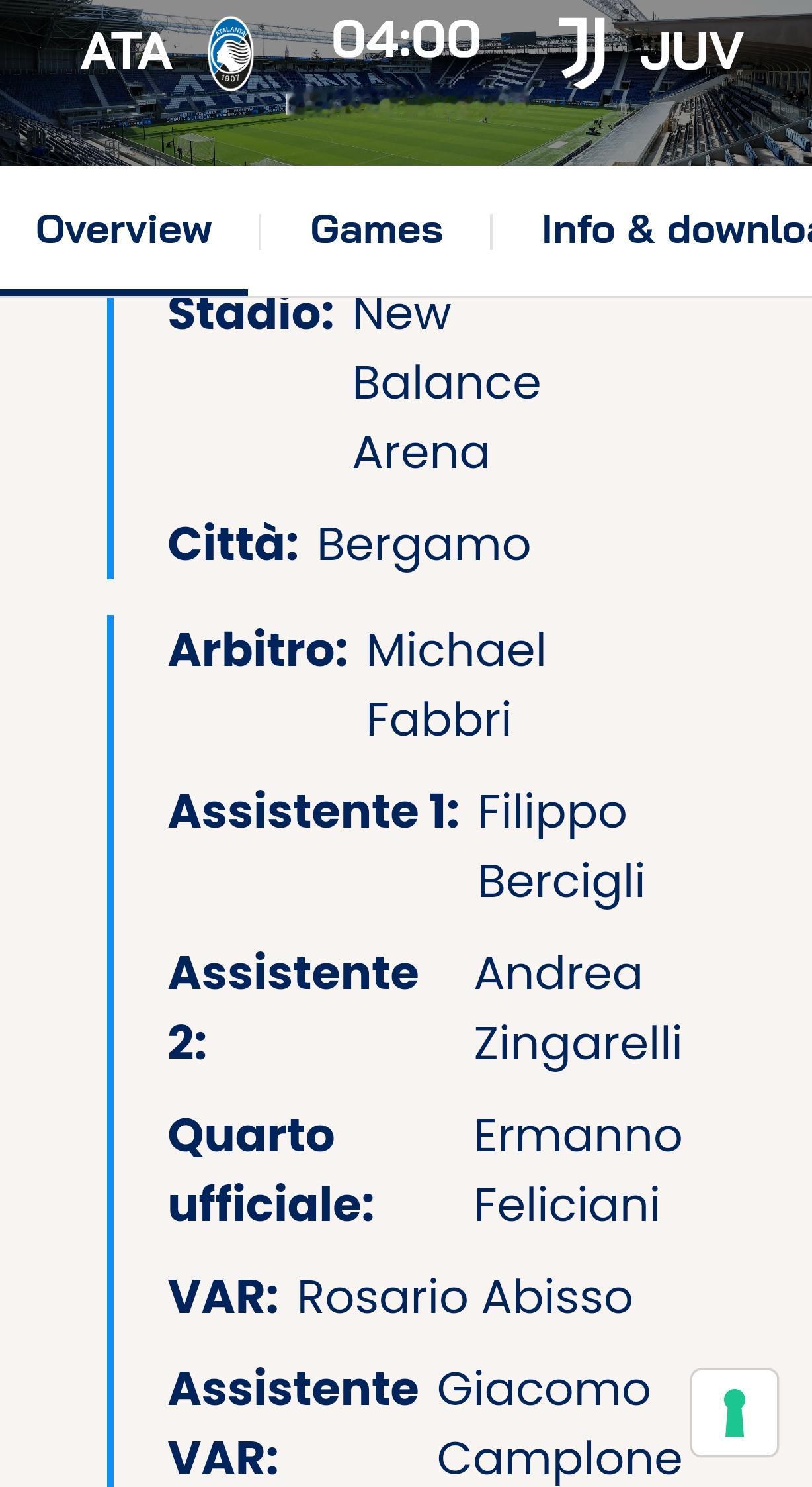 意大利杯1/4决赛明天周五4点尤文图斯客场对阵真蓝黑。
主裁判:法布里
var裁