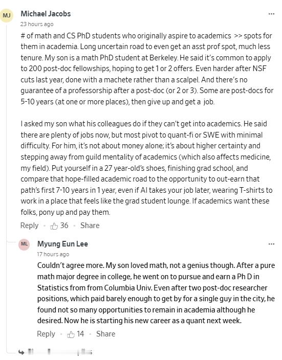 数学专业的另一面：在今天华尔街日报这篇题为“华尔街与AI争抢数学天才，量化金融新