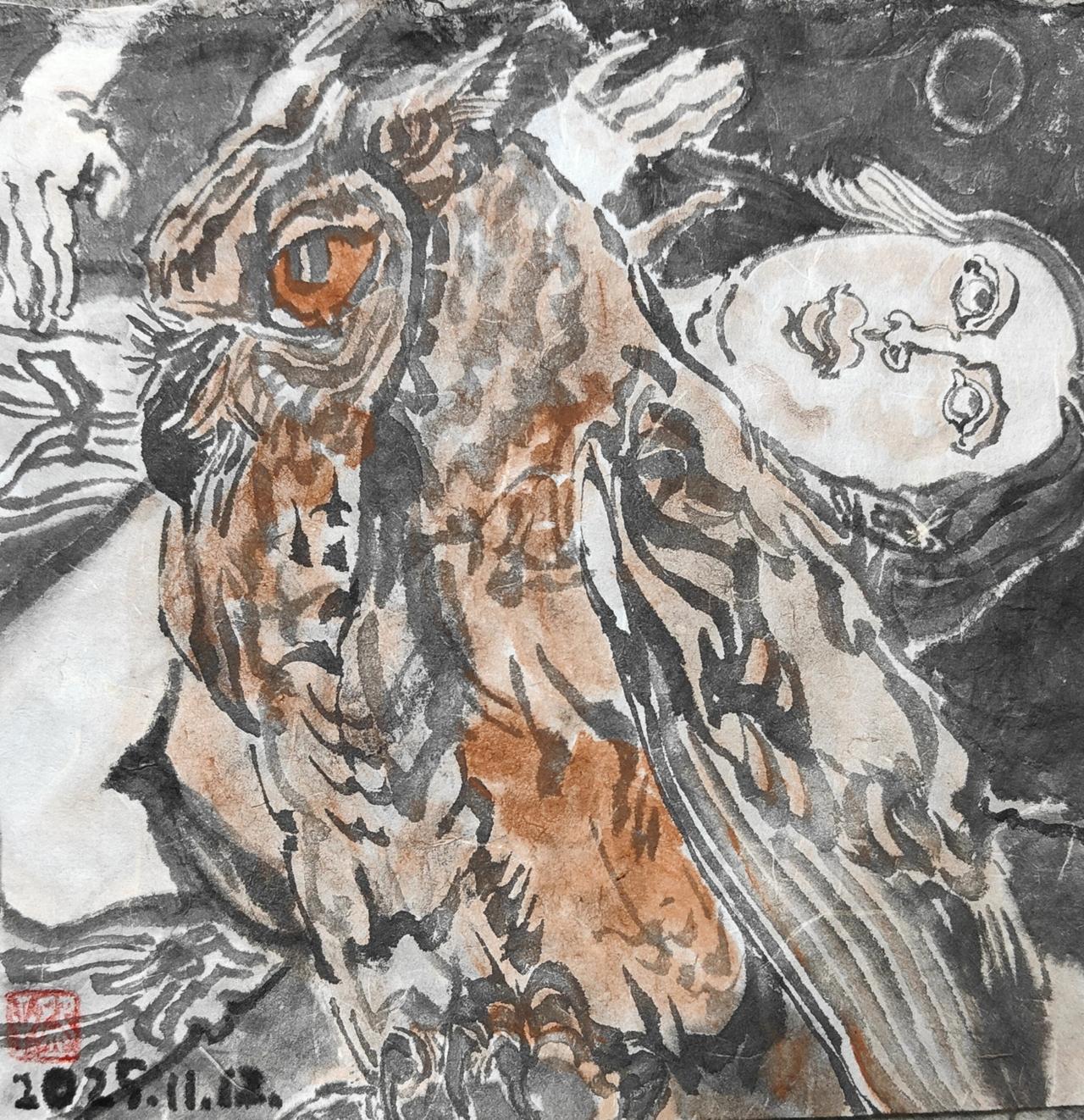 碗子的纸片水墨