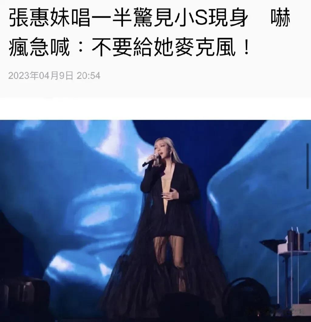 感觉小S真的是天生表演型人格，在张惠妹的演唱会上，就算没有麦克风，也可以引人注目