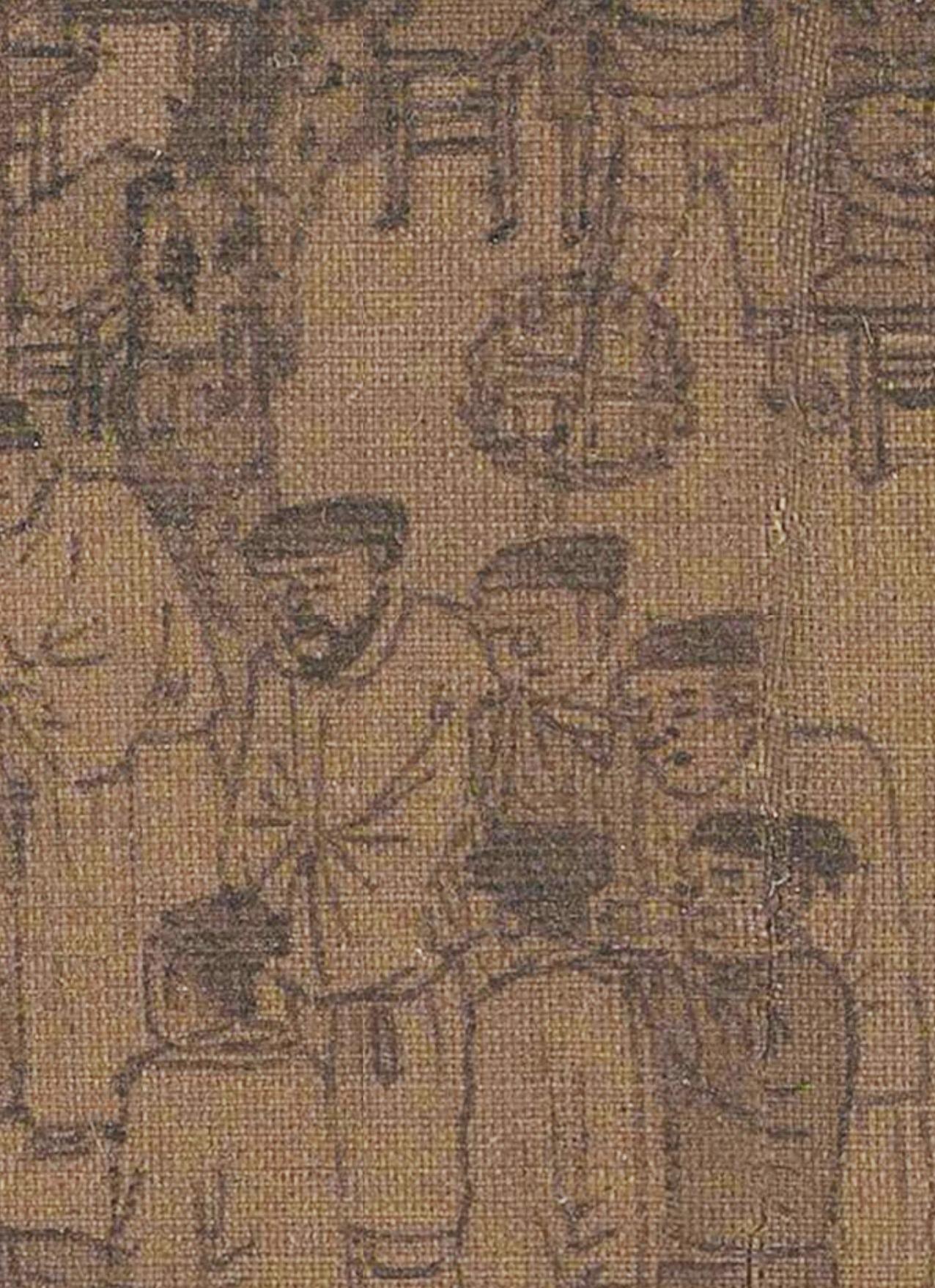 我高度怀疑张择端《清明上河图》中这两个在高杆子上绑着花圈一样的东西，应该是挑夫显