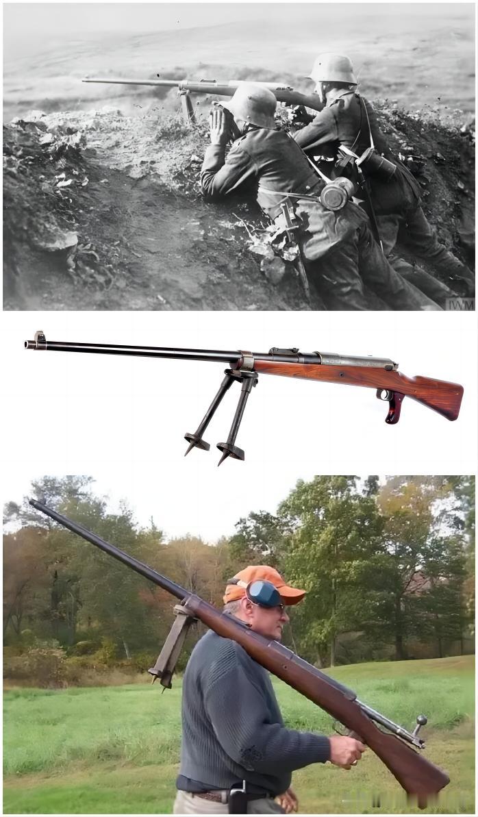 1918年，第一次世界大战，西线。德军的M1918毛瑟反坦克步枪阵地。该枪是德国