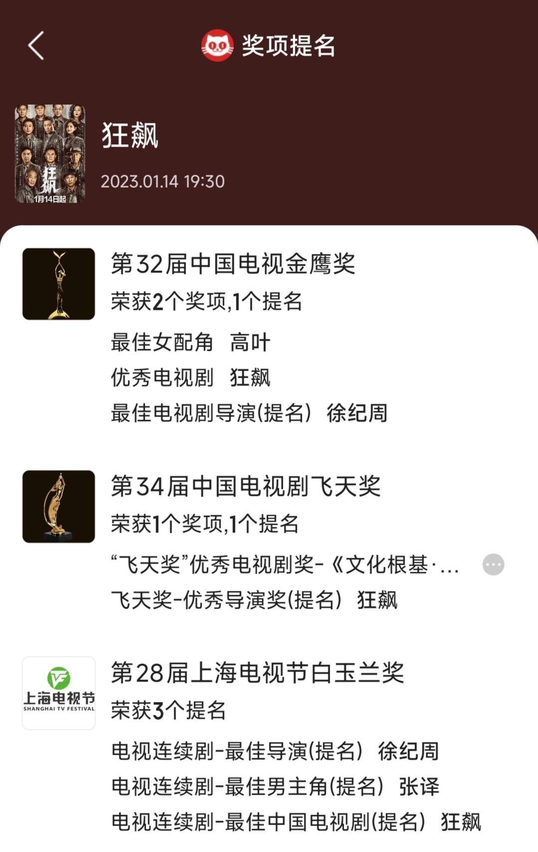 飞天奖 换奖杯 其实吧，奖都是圈子游戏，很多人拿了也没作用，每年拿过奖的人很多，