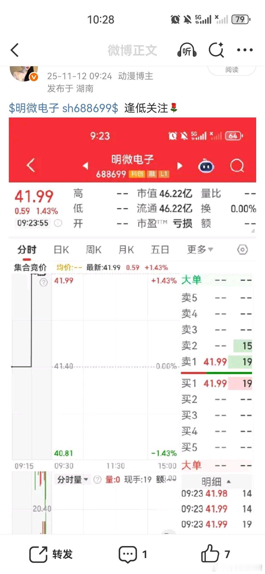 $明微电子 sh688699$ 开始发力了哟车上的家人们吃肉了出来互动一波888
