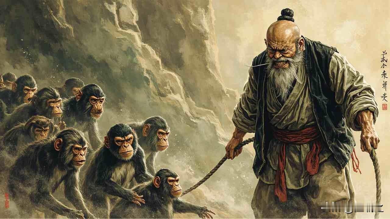 楚国有个以养猕猴为生的人，楚国人叫他"狙公"。每天早上，他一定在庭院中分派猕猴工