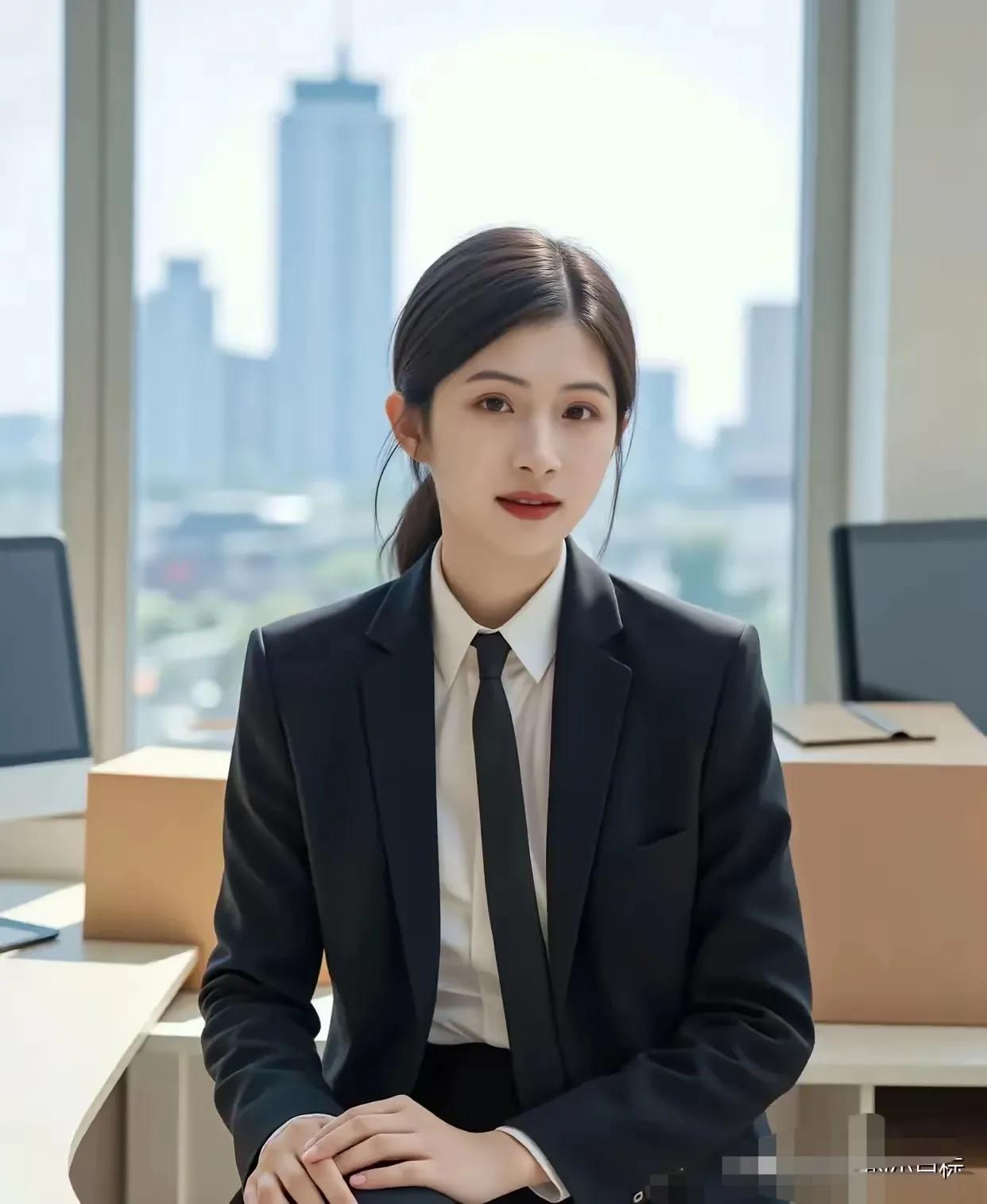 想问一下你们，办公室女同事这样穿搭，问配领带好看？还是不打领带好看呢？你最满意那
