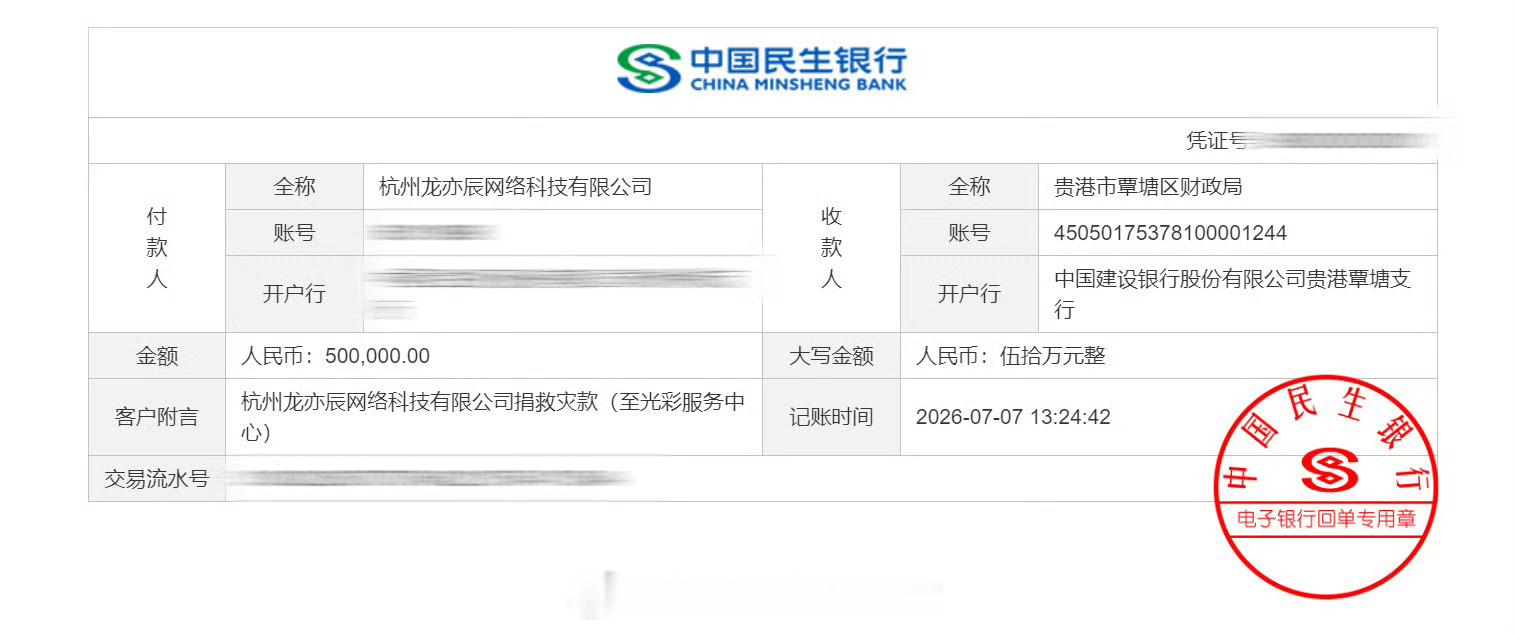 黄子韬捐赠100万款物驰援广西 黄子韬驰援广西，捐款50w ➕物资50w ，灾情