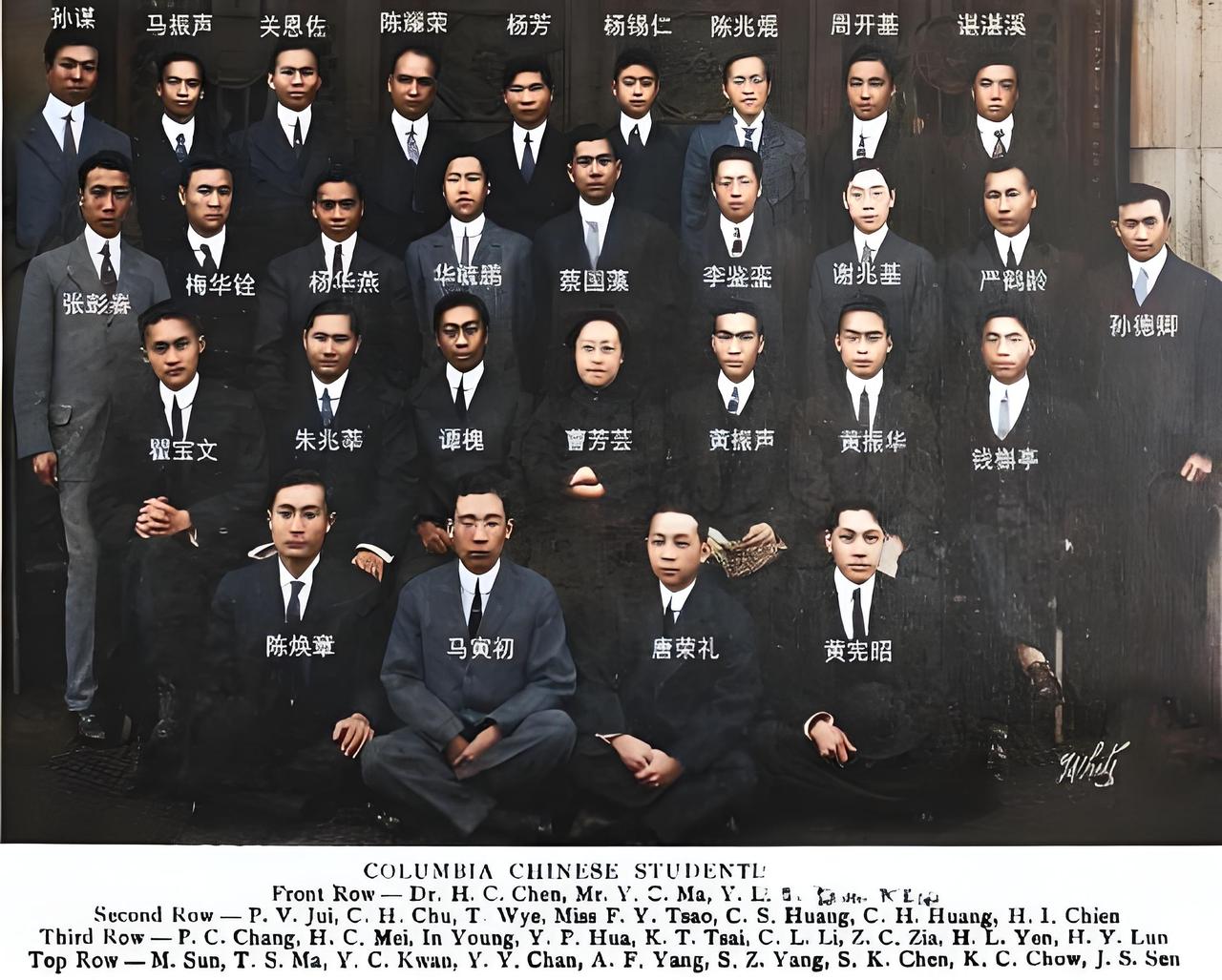 这张照片是1911年4月《中国留美学生月报》上，哥伦比亚大学中国留学生俱乐部成员