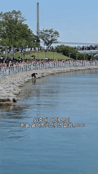 【韩国釜山亲水公园鲨鱼水道惊险一幕：市民下水捞手机，鲨鱼随后现身】海外新鲜事热点