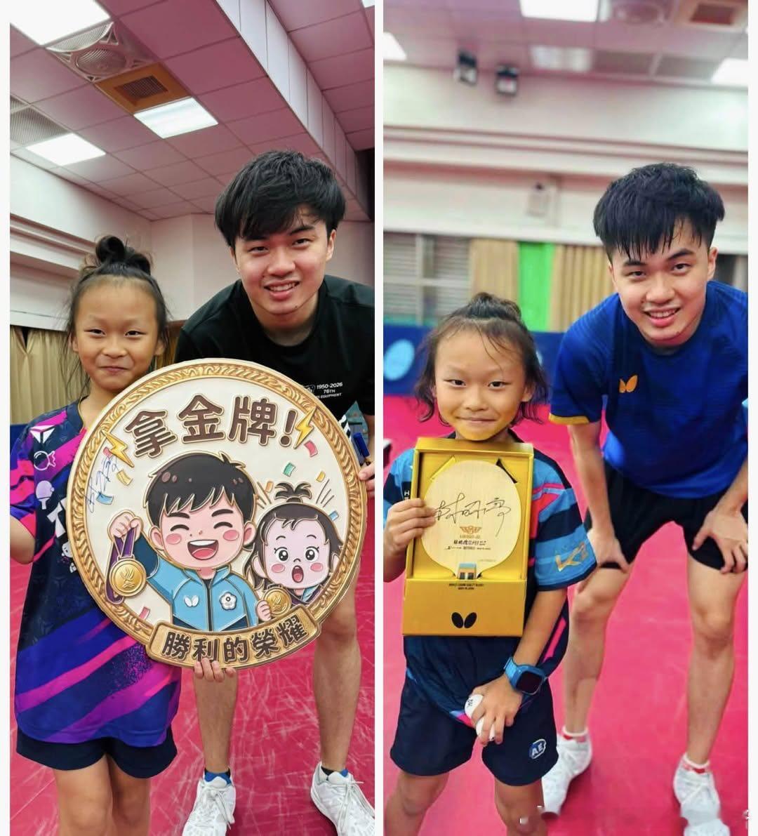 林昀儒和来训练基地参观学习的小球员们合影📷小球员还带了制造的可爱应援板 