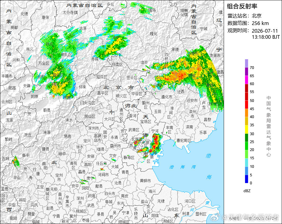 对流遍地开花，中南部地区出现了一些分散性的雷阵雨天气，目前降水正在逐渐向东北方向