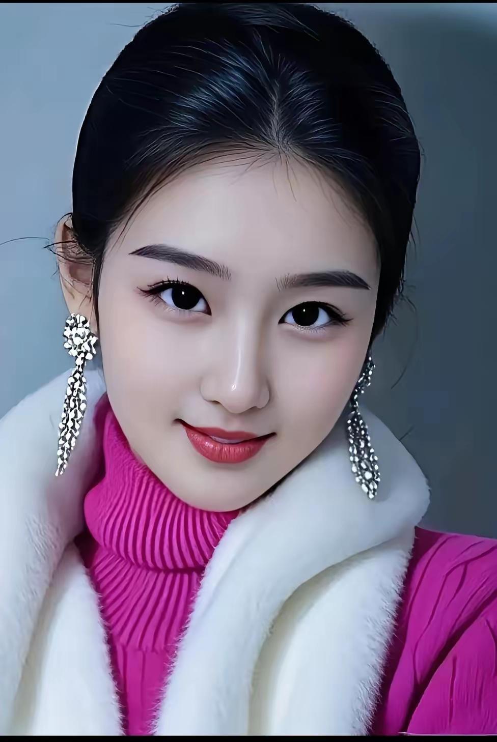 温柔甜美的冬日穿搭，粉色毛衣+白色毛绒外套，搭配闪亮耳环，元气满满！🌟💖✨