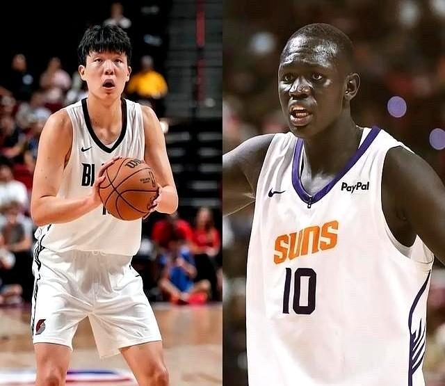 杨瀚森和马卢阿奇，两个年轻中锋，一场季前赛就被拉出来比个高下。
有人盯着杨瀚森对