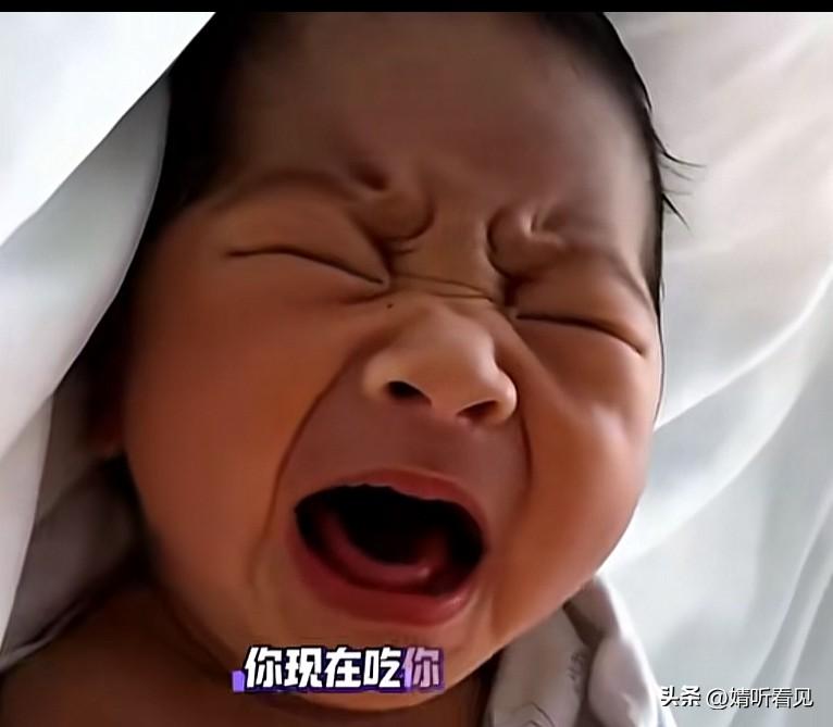 这是汪小菲二公子汪宝饿了，哭着找奶吃的模样！
那哭声格外嘹亮，嘴巴张得老大，耳朵