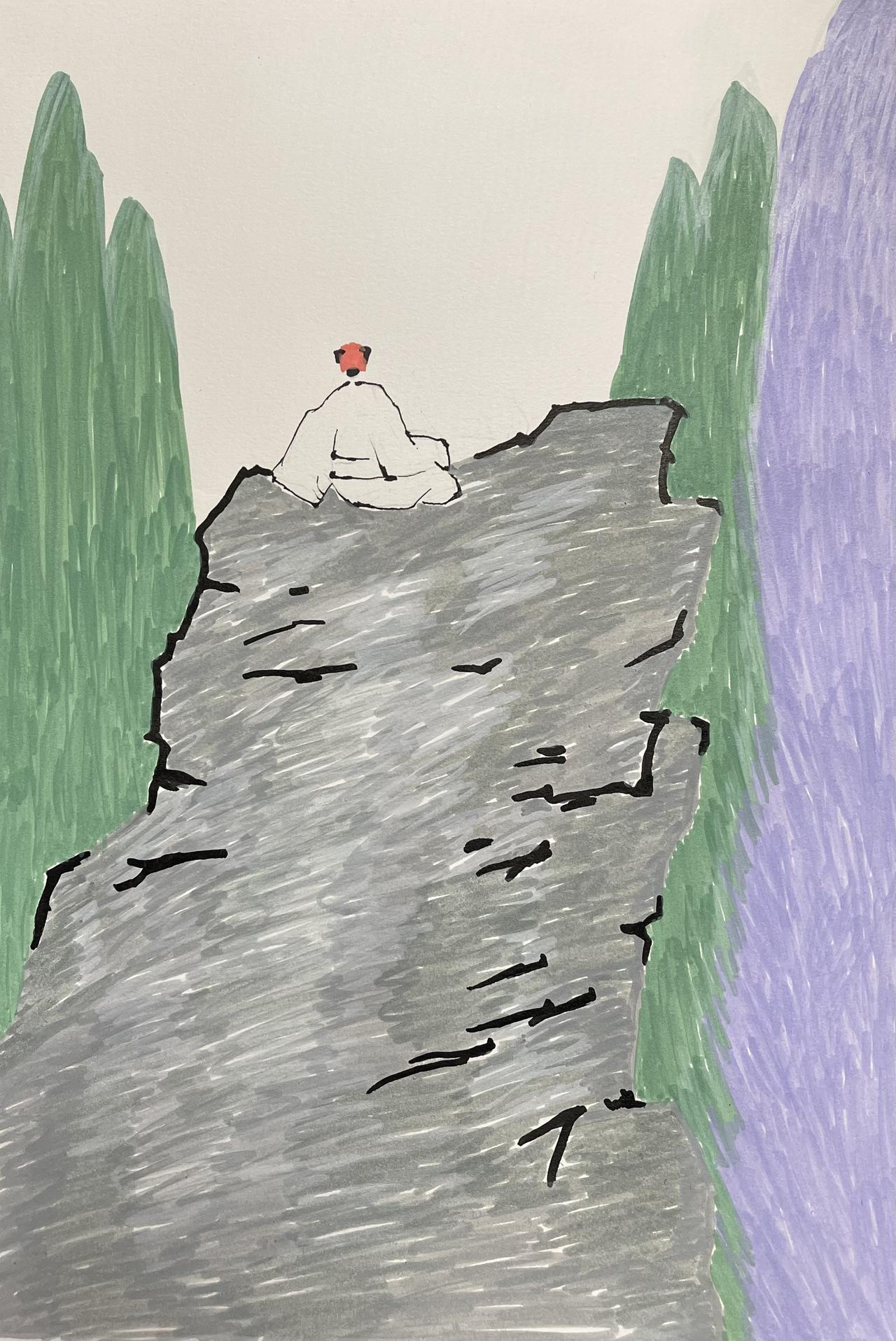 希望新的一年能够登高远眺。

过年在家画画。丙烯马克笔。