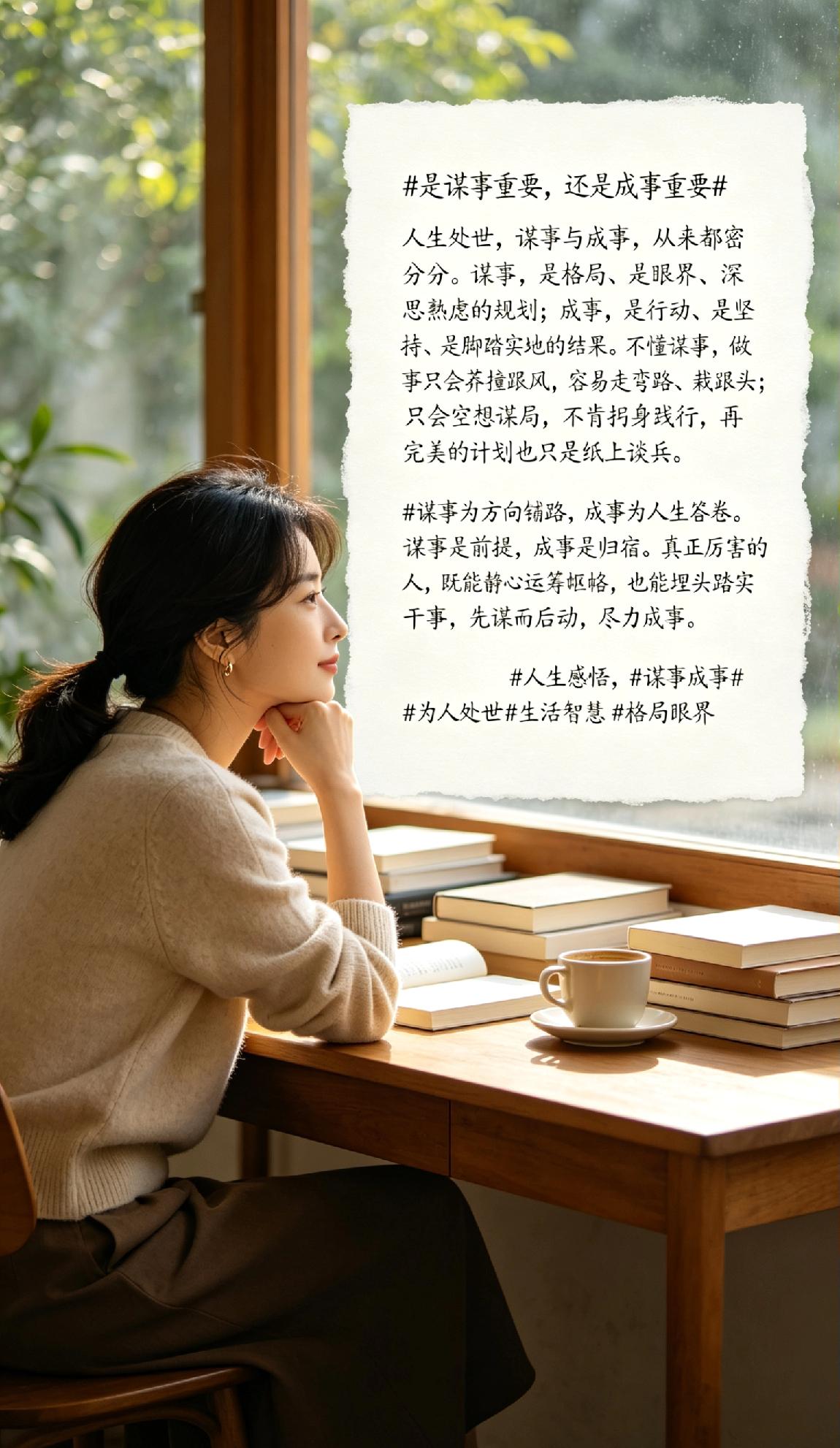 人生处世，谋事与成事，从来都密不可分。
 
谋事，是格局、是眼界、是深思熟虑的规
